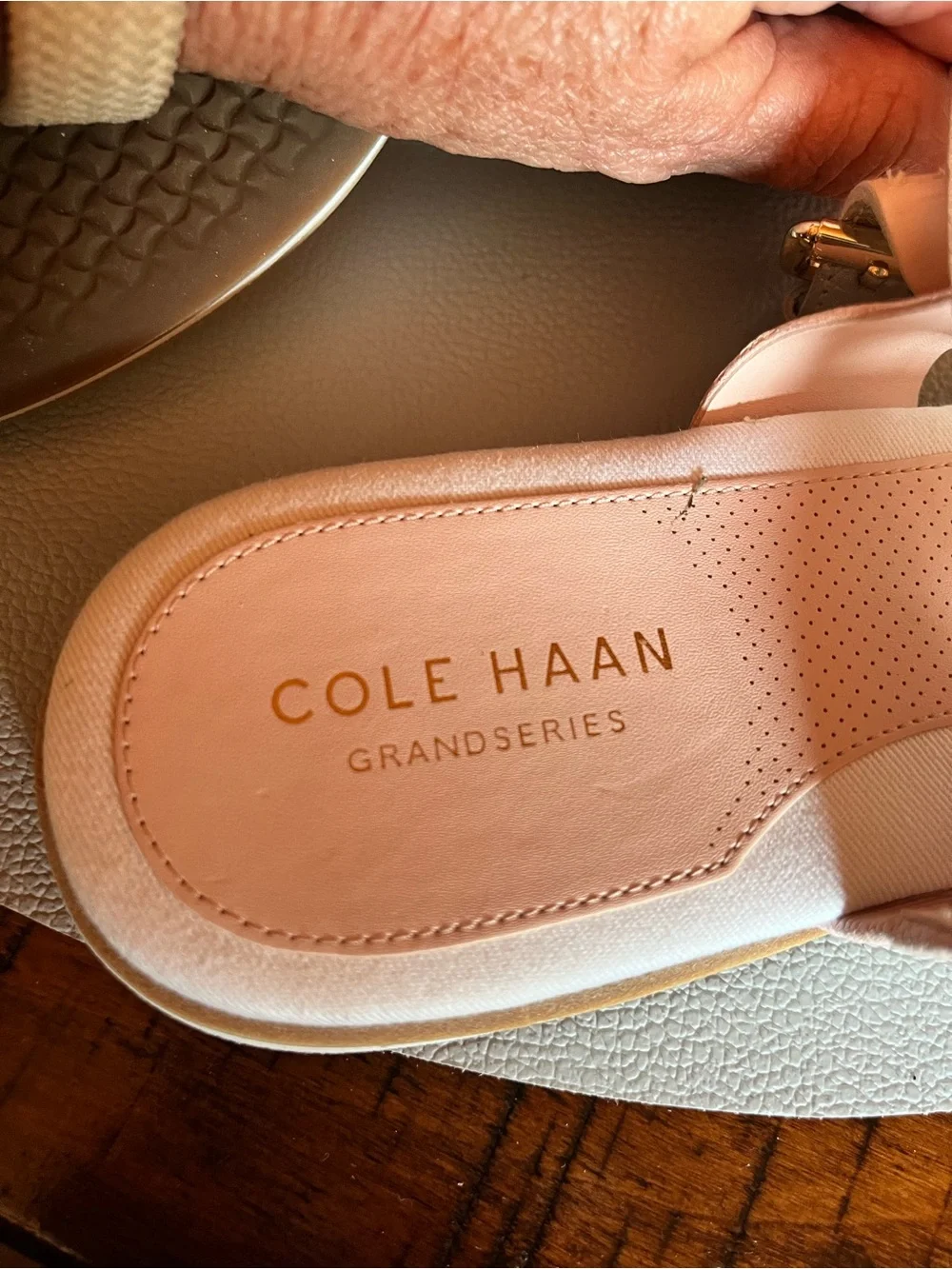 Cole Haan Pink and Metallic Silver Strappy Sandals